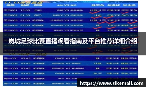 岚城足球比赛直播观看指南及平台推荐详细介绍